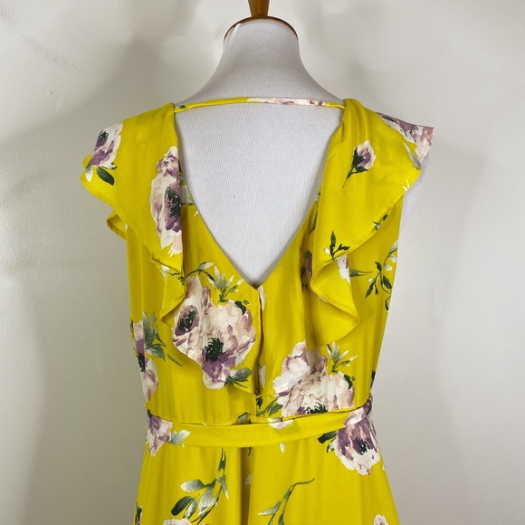 Leith Floral Wrap Dress Hi-Low Maxi Yellow Sz. M - Picture 6 of 8